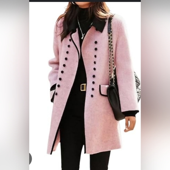 Vintage Jackets & Blazers - Vintage Inspired NWT Women's Blush Double-Breasted Coat XL PTP 21